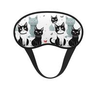 Black and White Cats Sleep Mask for Side Sleeper Eye Mask for Sleeping Light Blocking Soft Breathable Sleep Eye Mask for Women Men Adjustable Elastic Strap Travel Nap Blackout Eye Shade Cover