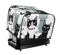Black and White Cats Toaster Cover 4 slice Kitchen Small Appliance Covers with Pockets Toaster Dust Cover with Top Handle Oven Cover Washable Universal Bread Maker Cover for Kitchen