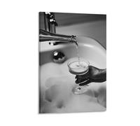 Black And White Champagne Poster Elegant Bathroom Wall Art with Wine Glass And Bubble Bath Modern Luxury Decor for Spa Vanity Or Bedroom Classy Relaxation Gift 24x36inch Frame