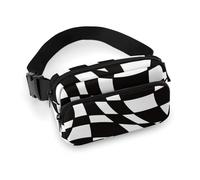 Black and White Check Pattern Fanny Pack Waist Packs Bag with Adjustable Strap Fashion Belt Bag for Men Women Workout Running Traveling Hiking