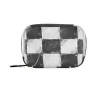 Black and White Check Pattern Medicine Bag with Detachable Compartments Convenient Pill Organizer 3X a Day for Purse
