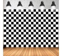Black and White Checkered Background Backdrop, Racing Background Backdrop Chessboard Theme Photography Backdrops for Kids Birthday Party Baby Shower Race Car Theme Party Supplies (6 * 3.6 Ft)