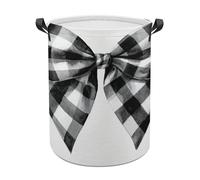 Black And White Checkered Bow Watercolor Laundry Baskets Laundry Hamper Waterproof Foldable Storage Bin Dirty Clothes Laundry Basket for Living Room Bathroom