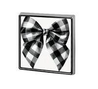 Black And White Checkered Bow Watercolor Unisex Brooches & Pins Square Lightweight Lapel Badge Jewelry for Clothing Shawl Hat