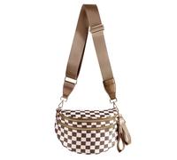 Black and White Checkered Crossbody Bag Bum Bag for Women,Spacious Checkered Purse Fanny Packs Belt Bag, Brown Checkered, 12.8x5.6x8.8 inches, Casual