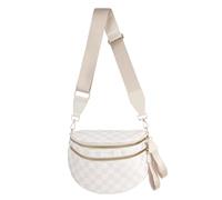 Checkered Crossbody Bum Bag, Black and White, Adjustable Strap, Zipper Closure, Beige Checkered, Casual