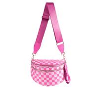 Black and White Checkered Crossbody Bag Bum Bag for Women,Spacious Checkered Purse Fanny Packs Belt Bag, Rose Checkered, 12.8x5.6x8.8 inches, Casual