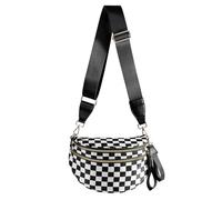 Black and White Checkered Crossbody Bag Bum Bag for Women,Spacious Checkered Purse Fanny Packs Belt Bag, Black and White Checkered, 12.8x5.6x8.8 inches, Casual