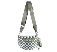 MEISEY Black and White Checkered Crossbody Bag Bum Bag for Women,Spacious Checkered Purse Fanny Packs Belt Bag, Beans Green Checkered, 12.8x5.6x8.8 inches, Casual