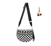 Black And White Checkered Crossbody Bag, Checkered Bum Handbags With Shoulder Strap, 2025 New Spacious Stylish Checkered Bum Bag For Women (Black White)