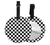 Black and White Checkered Cruise Luggage Tag, Fun Printed Luggage Tags, Personalised Luggage Tags for Suitcases Leather Bags,Travel Handbags Easy to Identify Round Luggage Tags.