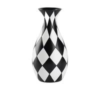 Black and White Checkered Flower Vase, Modern Ceramic Vase, Aesthetic Centerpiece Decorative for Living Room, Bedroom, Kitchen, Offices, Minimalist Home Decor 9x9x17.5cm