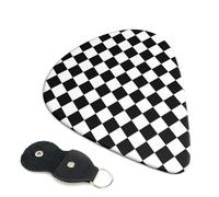 Black and white checkered Guitar Picks, 6 Pcs Guitar Plectrums double-sided printing, suitable for acoustic, electric and bass guitars, including 0.46 mm 0.71 mm 0.96 mm