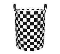 Black and white checkered Laundry Basket Hamper Waterproof Dirty Clothes Hamper Collapsible Washing Bin Clothes Bag with Handles Freestanding Laundry Hamper for Bathroom Bedroom Dorm Travel
