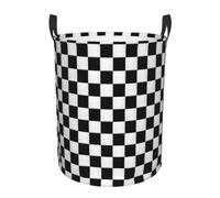 Black And White Checkered Laundry Basket, Waterproof Round Dirty Clothes Hamper - Cute Nursery Hamper, Foldable Storage Baskets With Handles For Office, Bedroom, Bath