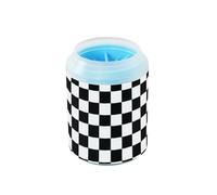Black and White Checkered Pattern Reusable Dog Paw Cleaner with Soft Silicone Brush Feet Cleaning Machine for Small Medium Dogs and Cats limpiador de patas para perro