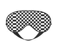 Black and White Checkered Print Eye Mask for Comfortable Sleep â€“ Elastic Nighttime Shade, Perfect for Plane, Travel, and Meditation