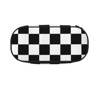 Black and White Checkered Print Pencil Pouch for Kids Fun Pencil Case Pouch for Girls Large Pen Case with Zipper, Portable Pencil Bag Holder for School Sudent Teacher Stationery