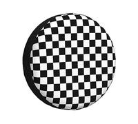 Black and white checkered Spare Tire Cover Wheel Protector Weatherproof Wheel Covers Sun Protection Universal for Trailer Rv SUV Truck Camper Travel Trailers Accessories 14" 15" 16" 17"