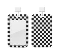 Black and White Checkered Stripes Print Card ID Badge Holder with Breakaway Lanyard,for Doctor Teacher Nurse Staff Office