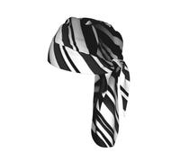Black and White checkered stripes Print Cycling Headwrap Under Helmet Skull Cap Sweat Wicking Quick Dry for Patriotic Event Gift
