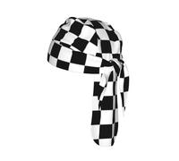 Black and White checkered stripes Print Skull Headwrap Under Helmet Cycling Cap Lightweight Quick Dry Adult Gift One Size