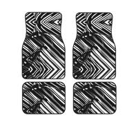 Black and White checkered stripes Print Vehicle Foot Mat Set 4 Pieces Floor Mats Waterproof Anti-Slip Cars Trucks SUV Vans