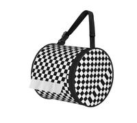 Black and White checkered stripes Printed Portable Tissue Roll Case, Standard-Size Fit, Oxford Cloth for Wall Camping Backpack