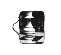 Black and White Chess_74804764 Bible Cover with Zipper, Bible Case Organizer with Handle, Water-Resistant Oxford Fabric Bible Bag for Women Men 27x20cm