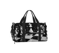 Black and White Chess_74804764 Gym Duffle Bag with Shoe Compartment Travel Weekender Overnight Bag Waterproof Sports Gym Bag with Shoulder Strap
