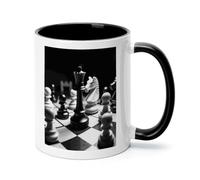 Black And White Chess Ceramic Coffee Mug with Handle 11 Ounces, Porcelain Mug Coffee Cup Tea Mug Water Cup Ideal for Coffee,Tea,Latte,Cappuccino,Microwave & Dishwasher Safe Unique Gift Cup