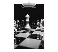 Black and White Chess Clipboard, A4 Acrylic Clipboard with Hanging Hole, Ultra-Light Clip Board - Holds 100 Sheets, Shatterproof Document Holder for Office, 12.5" X 8.5"