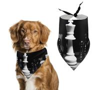 Black and White Chess Dog Bandanas for Feeding Grooming, Triangle Pet Bibs for Cats & Dogs Washable Fashion Pets Scarf for Party Travel 27.6 X 11.8 Inch