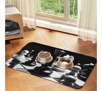 Black and White Chess Dog Food Mats for Floors, 16x24 Inch Non-Slip Super Absorbent Pet Food Mat, Dishwasher Dog Mat for Food and Water, Cute Quick Dry Pet Feeding Mat for Dogs Puppy Cats