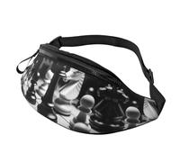 Black and White Chess Outdoor Sports Waist Bag & Casual Chest Pack, Adjustable Unisex Fanny Pack for Hiking/Running/Cycling