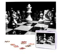 black and white chess Puzzles 1000 Pieces Personalized Jigsaw Puzzles Photos Puzzle for Adults Challenging Picture Puzzle with storage bag Puzzles for Men Women Home Decor (10.2" x 15")