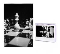 black and white chess Puzzles 500 Pieces Personalized Jigsaw Puzzles Photos Puzzle for Adults Challenging Picture Puzzle with Storage Bag Jigsaw for Men Women Home Decor (19.7" x 29.5")