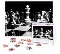 black and white chess Puzzles 500 Pieces Personalized Jigsaw Puzzles with storage bag Photos Puzzle for Adults Challenging Picture Puzzle for Men Women Home Decor (52x38 CM)