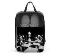 Black And White Chess Shoe Bag Waterproof & Breathable Shoe Pouch for Travel, Portable Carry Case for Sports Sneakers, Gym, Vacation