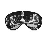 Black and White Chess Sleep Mask for Women Men, Soft Eye Mask with Adjustable Strap for Sleeping, Light Blocking Travel Blindfold for Nap Comfortable Eye Cover for Home Office