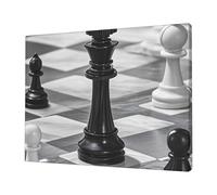 Black And White Chess Wall Art Posters Modern Prints Painting Framed Pictures Artwork Decoration For Living Room Kitchen Bathroom Office Ready To Hang 12x16in