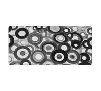 Black and White Circle Gaming Mouse Pad Extended XXL Mouse Mat with Stitched Edges Non-Slip Long Desk Pad 16x35.5in Large Desk Mat for Keyboard Home Office Gaming Work