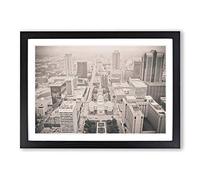 Black and White City Skyline Framed Print | A2 Oak Framed Wall Art | Ready to Hang | Modern Cityscape Picture | Living Room Bedroom Lounge Office