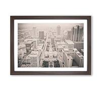 Black and White City Skyline Framed Print | A2 Walnut Framed Wall Art | Ready to Hang | Modern Cityscape Picture | Living Room Bedroom Lounge Office