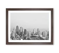 Black and White City View Skyline Modern Framed Print | A2 Walnut Framed Wall Art | Ready to Hang | Modern Cityscape Picture | Living Room Bedroom Lounge Office