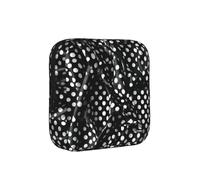 Black and White Corrugated Dots American Flag Compact Sanitary Napkin Storage Bag for Women - Portable and Stylish with Zipper for Daily Carry
