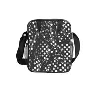 Black and White Corrugated dots Transparent Lunch Bag with Print, Clear Food Box with Side Pockets & Strap for Work, School, Travel