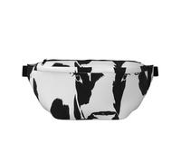 Black and White Cow Pattern Printed Waist Bag Adjustable Bum Bag Lightweight Travel Waist Fanny Pack Belt for Walking Cycling Hiking Travel