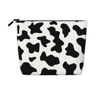 Black and White Cow Print A Versatile Travel Makeup Bag, Ideal for Daily Routines and Business Journeys