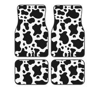 Black And White Cow Print Car Foot Mat Four-Piece Set Full Set With Non-Slip Rubber Backing